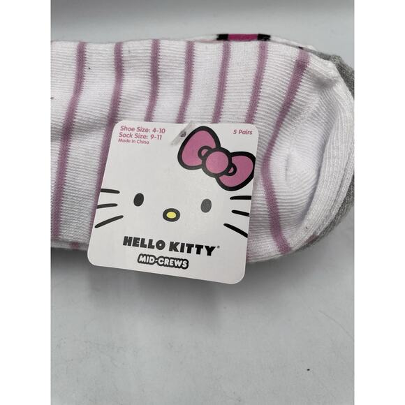 Hello Kitty Sanrio Mid Crew 5 Pair Socks Women's Size 9-11 NEW-Fast Ship - Picture 3 of 5